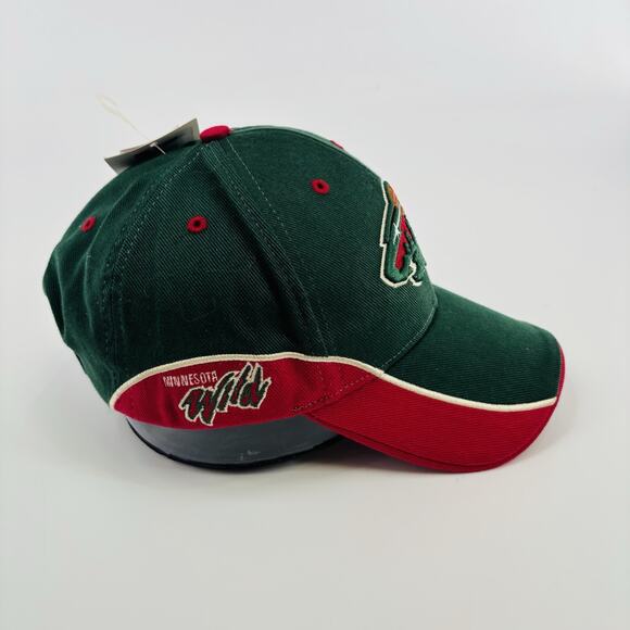 Vintage Minnesota Wild Hat Cap Strap back Green Red NHL Hockey Lodge - Picture 4 of 6